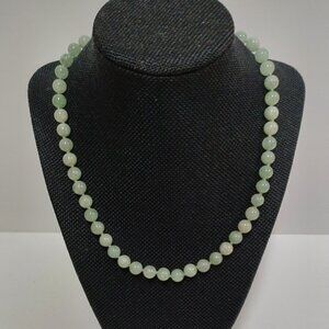 Green Aventurine Semi-Precious Bead Necklace with Sterling Silver Clasp, NWT